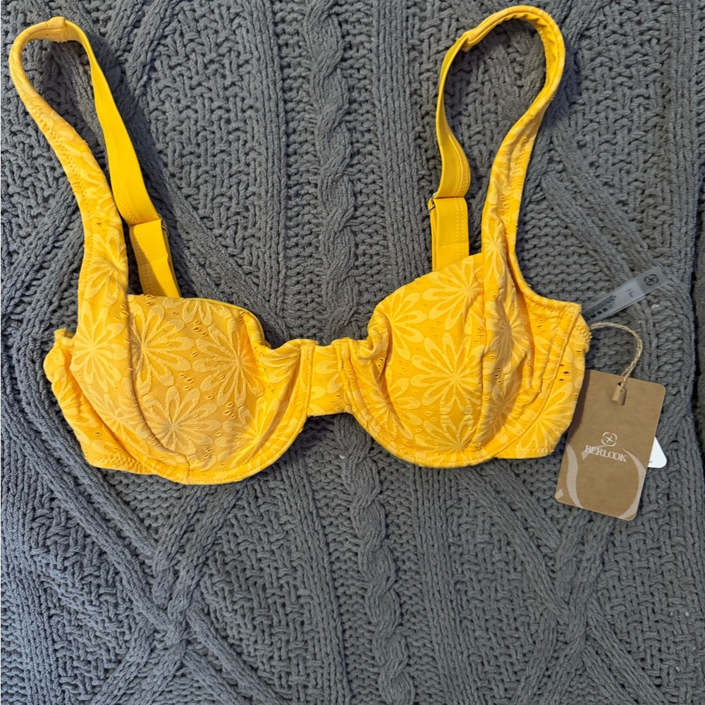 Yellow Textured Bikini with Adjustable Straps